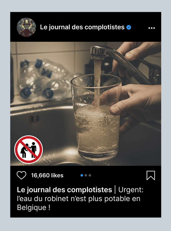 Une main tenant un verre sous un robinet, d'où coule de l'eau sale